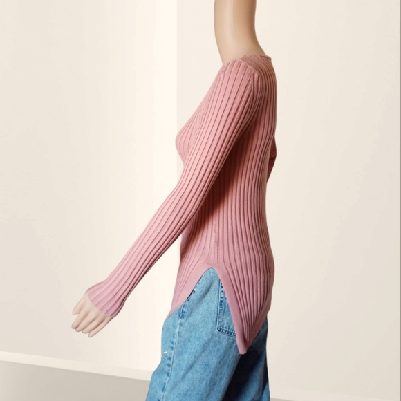 FASHION NOVA Giving Me The Feels-Mauve Knit Sweater Dusty Pink - Picture 8 of 16